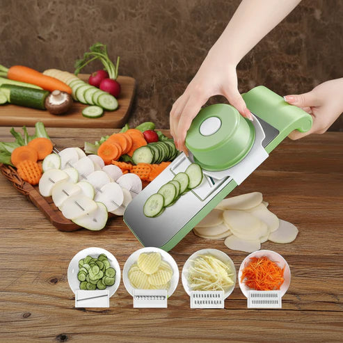 5-in-1 Multifunctional Vegetable Cutter – Stainless Steel Slicer, Shredder & Peeler