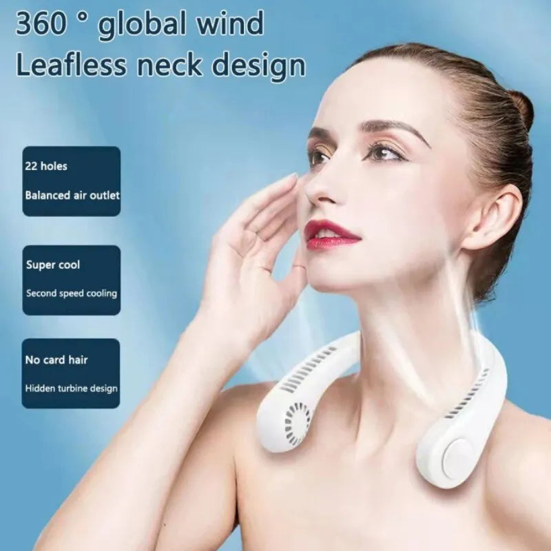 Rechargeable Leafless Hanging Neck Fan