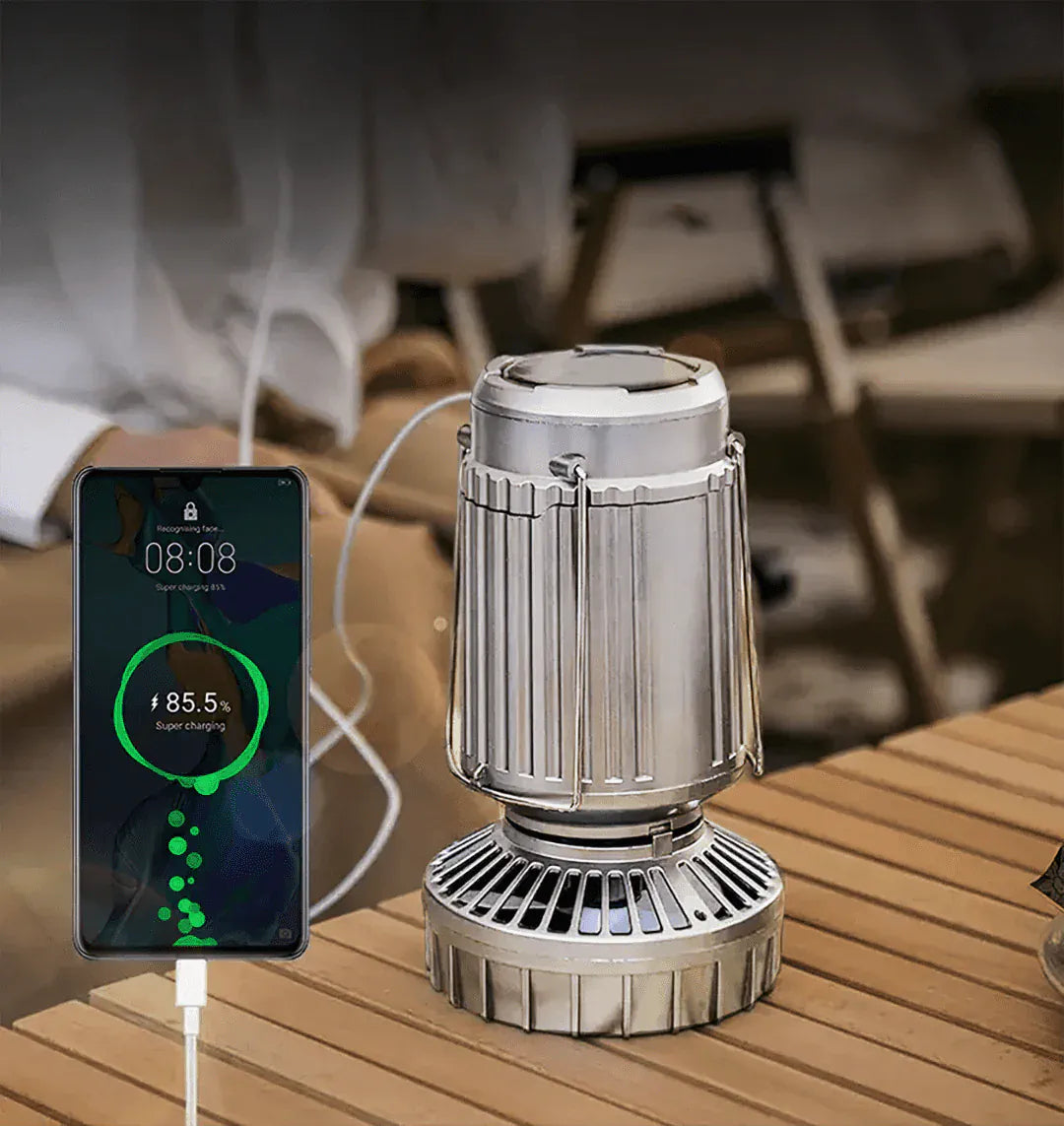 3 IN 1 PORTABLE SOLAR LATERN + FAN + POWER BANK