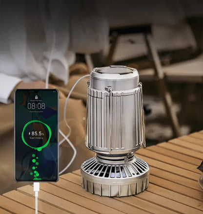 3 IN 1 PORTABLE SOLAR LATERN + FAN + POWER BANK