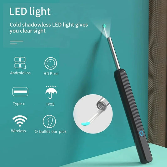 Smart Wireless Ear Cleaner – 1080P HD Camera Otoscope with 6 LED Lights & Wax Removal Kit