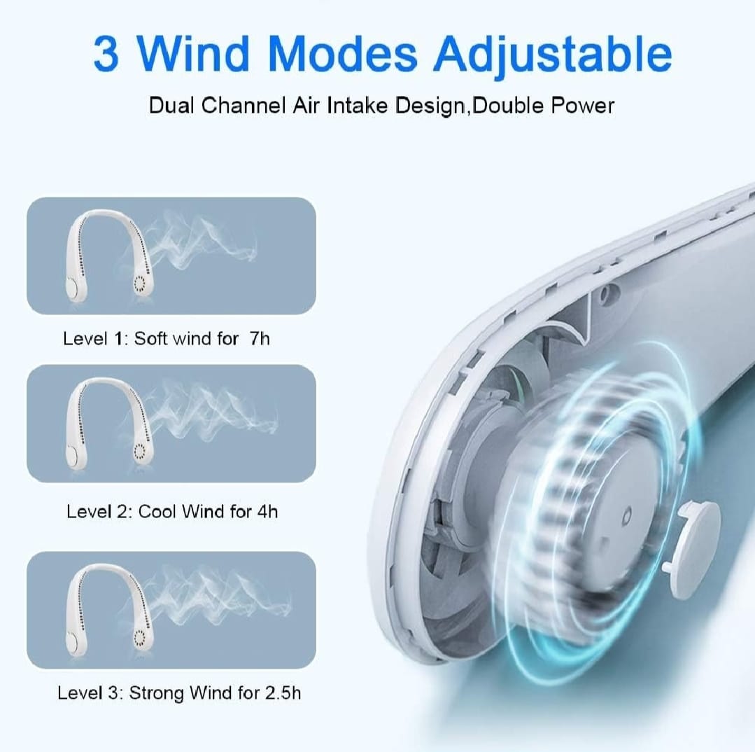 Rechargeable Leafless Hanging Neck Fan