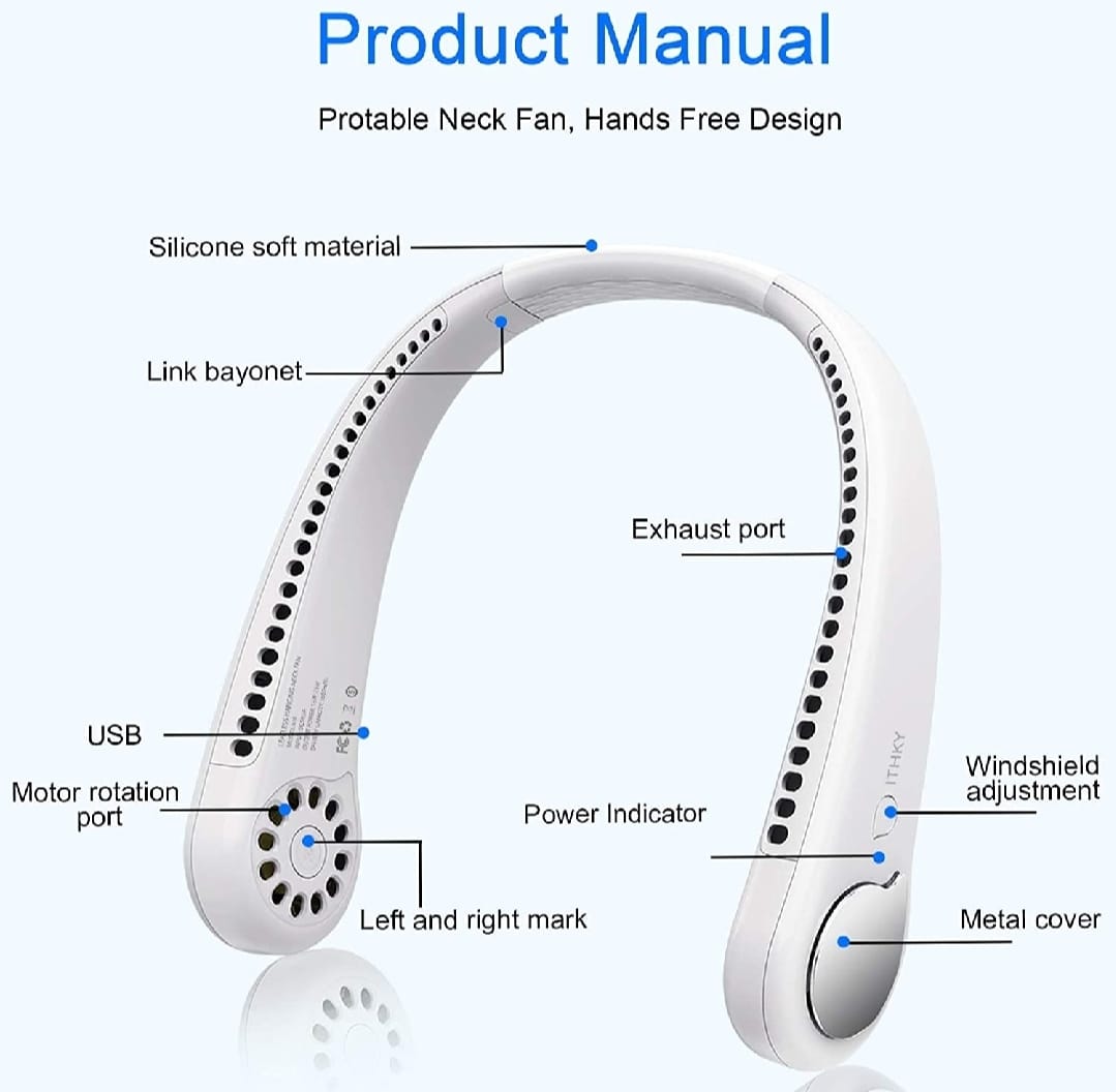 Rechargeable Leafless Hanging Neck Fan