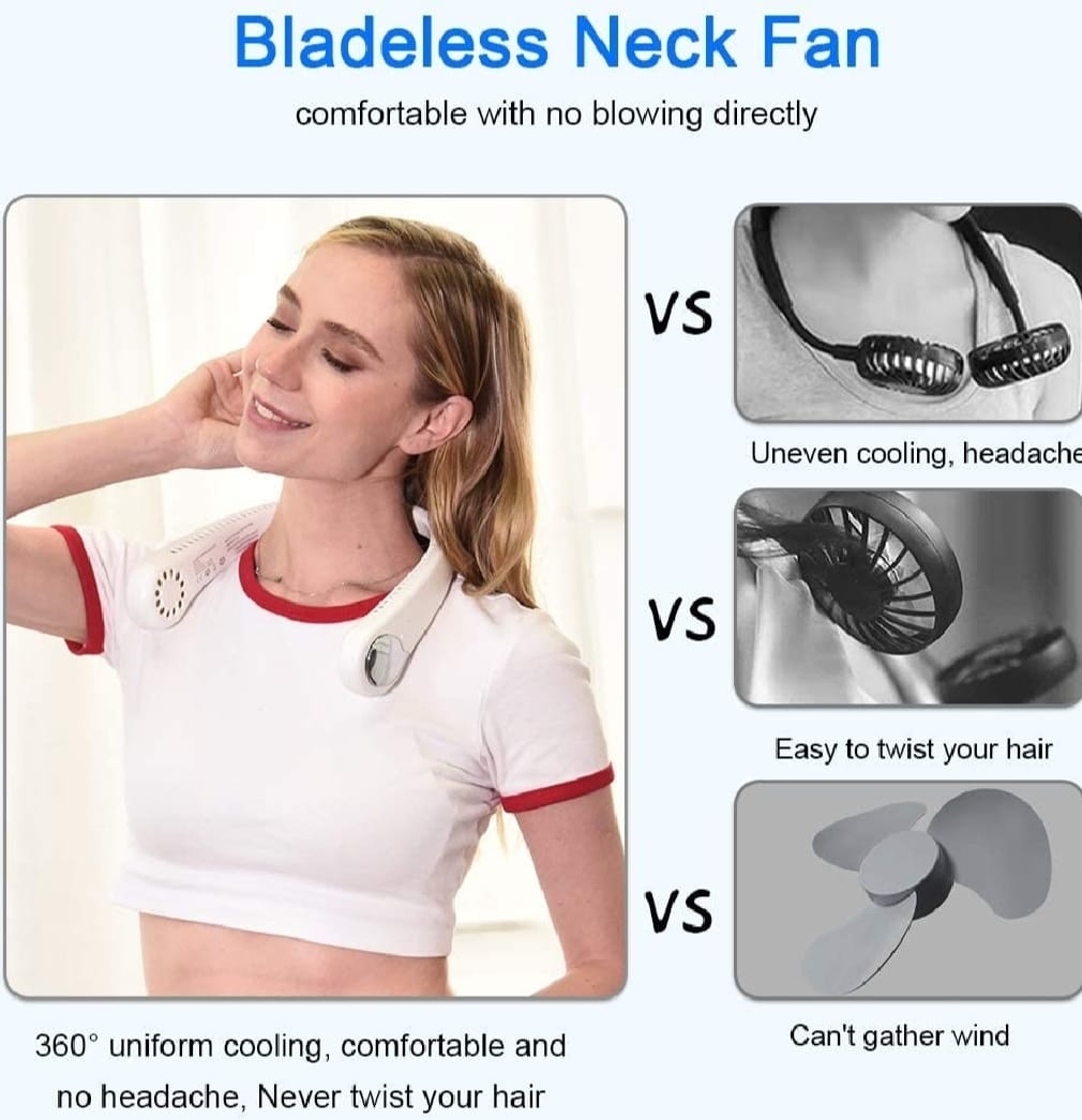 Rechargeable Leafless Hanging Neck Fan