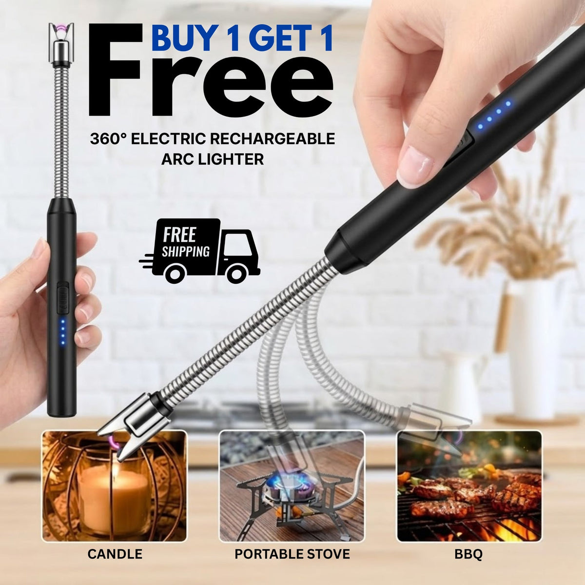 Flexible Arc Lighter 360° | USB-C Rechargeable Buy 1 Get 1 Free