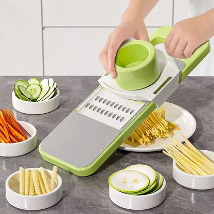 5-in-1 Multifunctional Vegetable Cutter – Stainless Steel Slicer, Shredder & Peeler