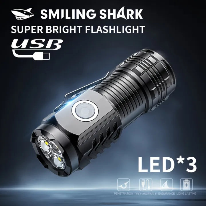 Cheerful Shark Rechargeable Mini LED Flashlight