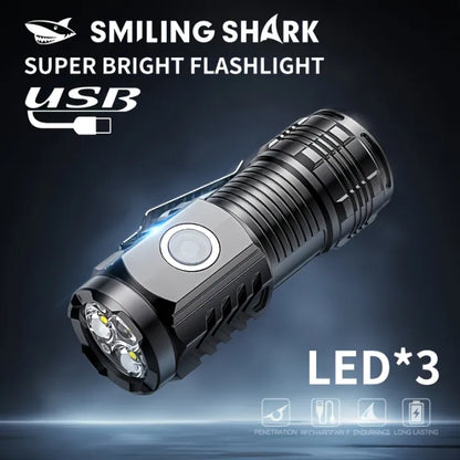 Cheerful Shark Rechargeable Mini LED Flashlight