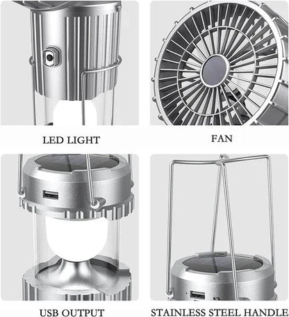 3 IN 1 PORTABLE SOLAR LATERN + FAN + POWER BANK
