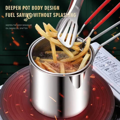 Heavy-Duty Oil Frying Pot with Basket – Crispy, Safe & Easy Cooking